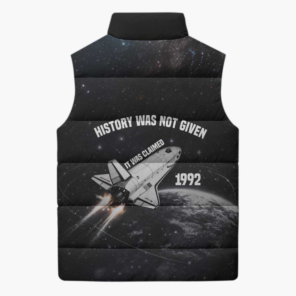 Mae Jemison Sleeveless Puffer Jacket with NASA Spacesuit Portrait, First Black Woman - African Pride
