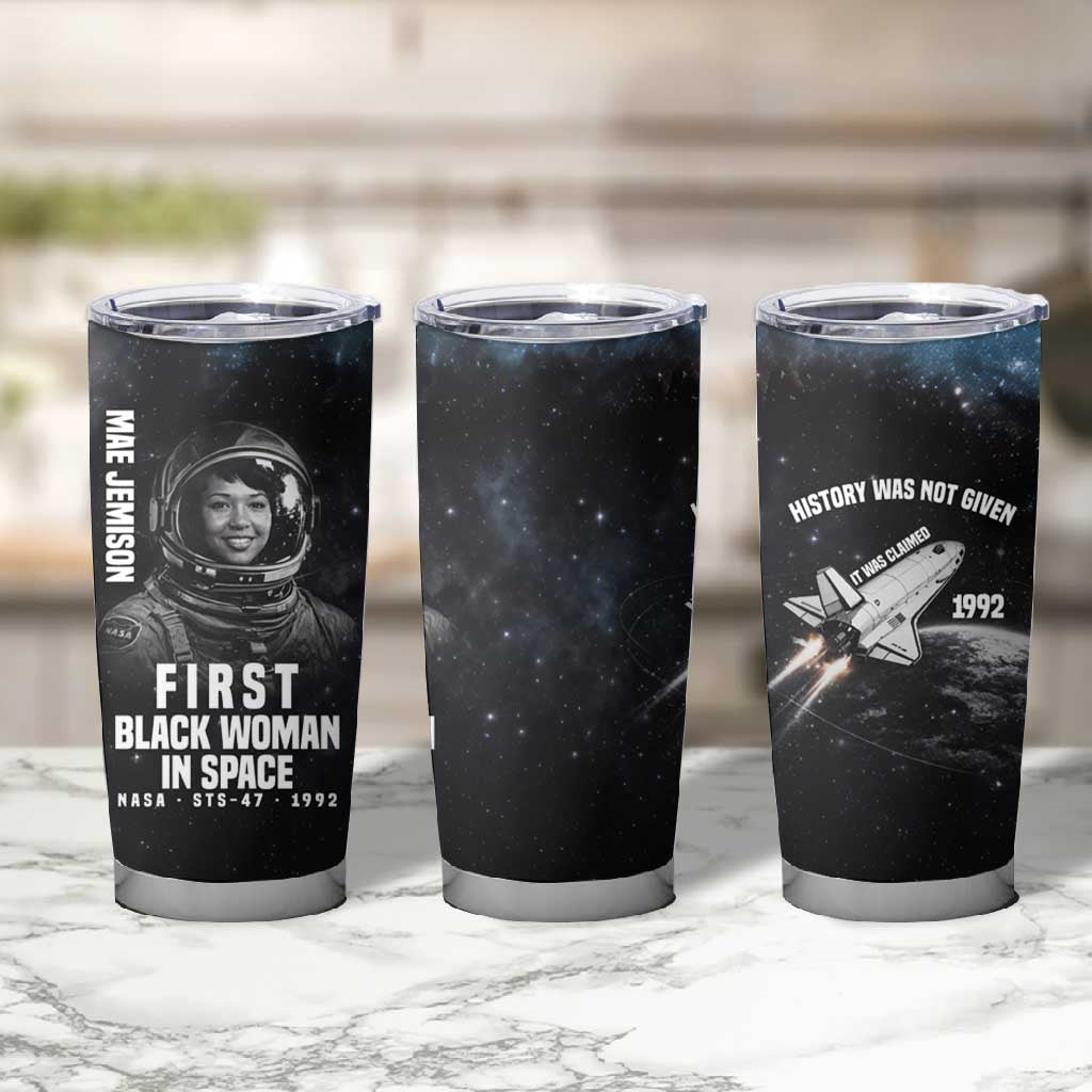 Mae Jemison Tumbler Cup with NASA Spacesuit Portrait, First Black Woman - African Pride