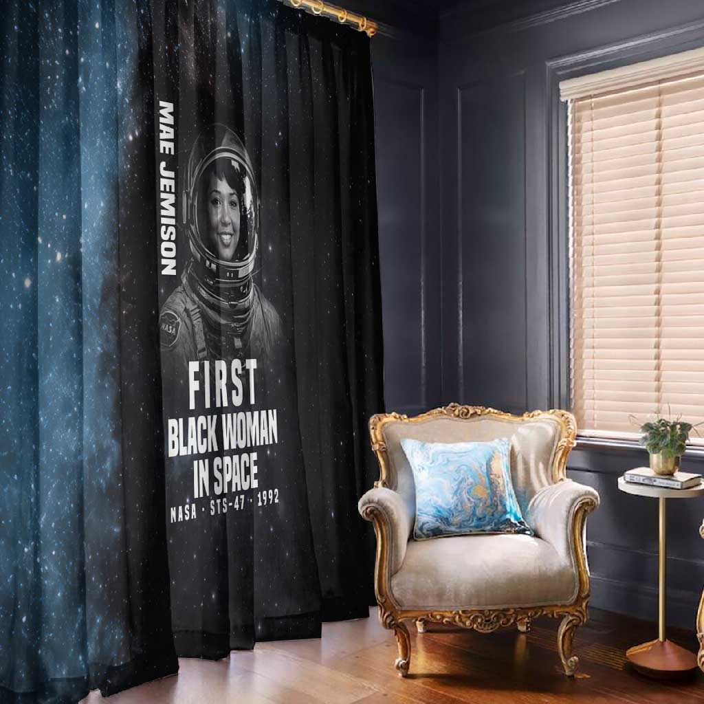 Mae Jemison Window Curtain with NASA Spacesuit Portrait, First Black Woman - African Pride
