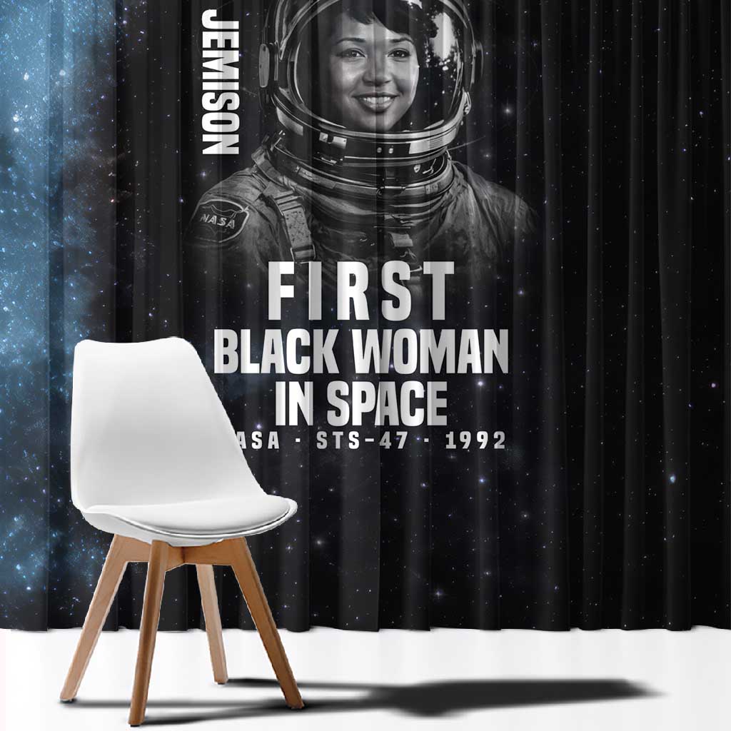 Mae Jemison Window Curtain with NASA Spacesuit Portrait, First Black Woman - African Pride