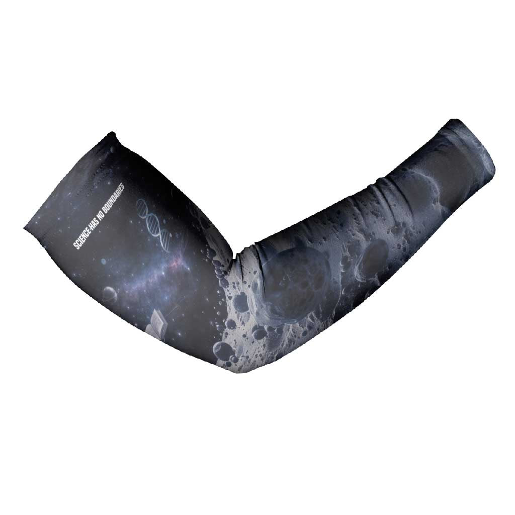 Mae Jemison Arm Sleeves with Space Portrait Design, Science Has No Boundaries Quote and DNA Book Elements - African Pride