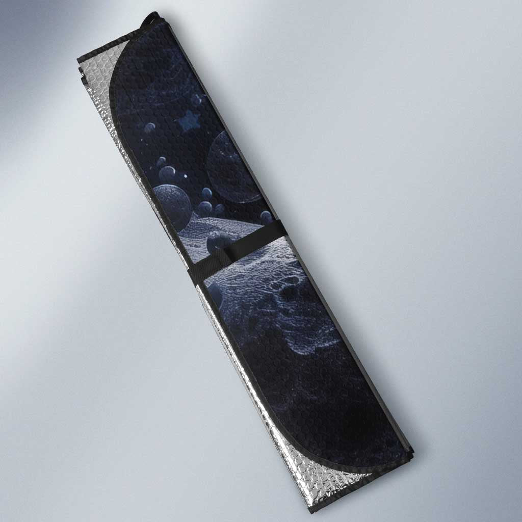 Mae Jemison Auto Sun Shade with Space Portrait Design, Science Has No Boundaries Quote and DNA Book Elements - African Pride