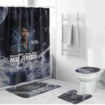 Mae Jemison Bathroom Set with Space Portrait Design, Science Has No Boundaries Quote and DNA Book Elements - African Pride