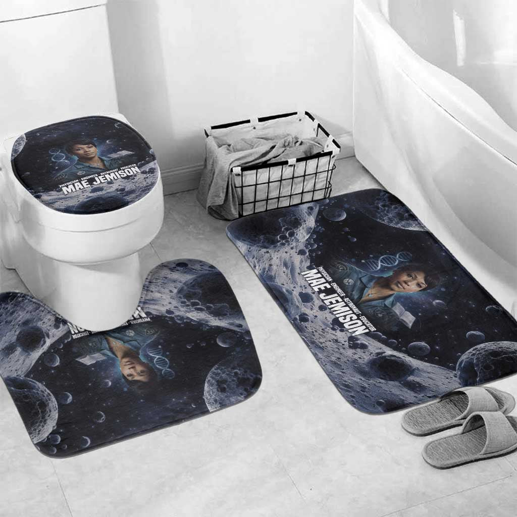 Mae Jemison Bathroom Set with Space Portrait Design, Science Has No Boundaries Quote and DNA Book Elements - African Pride