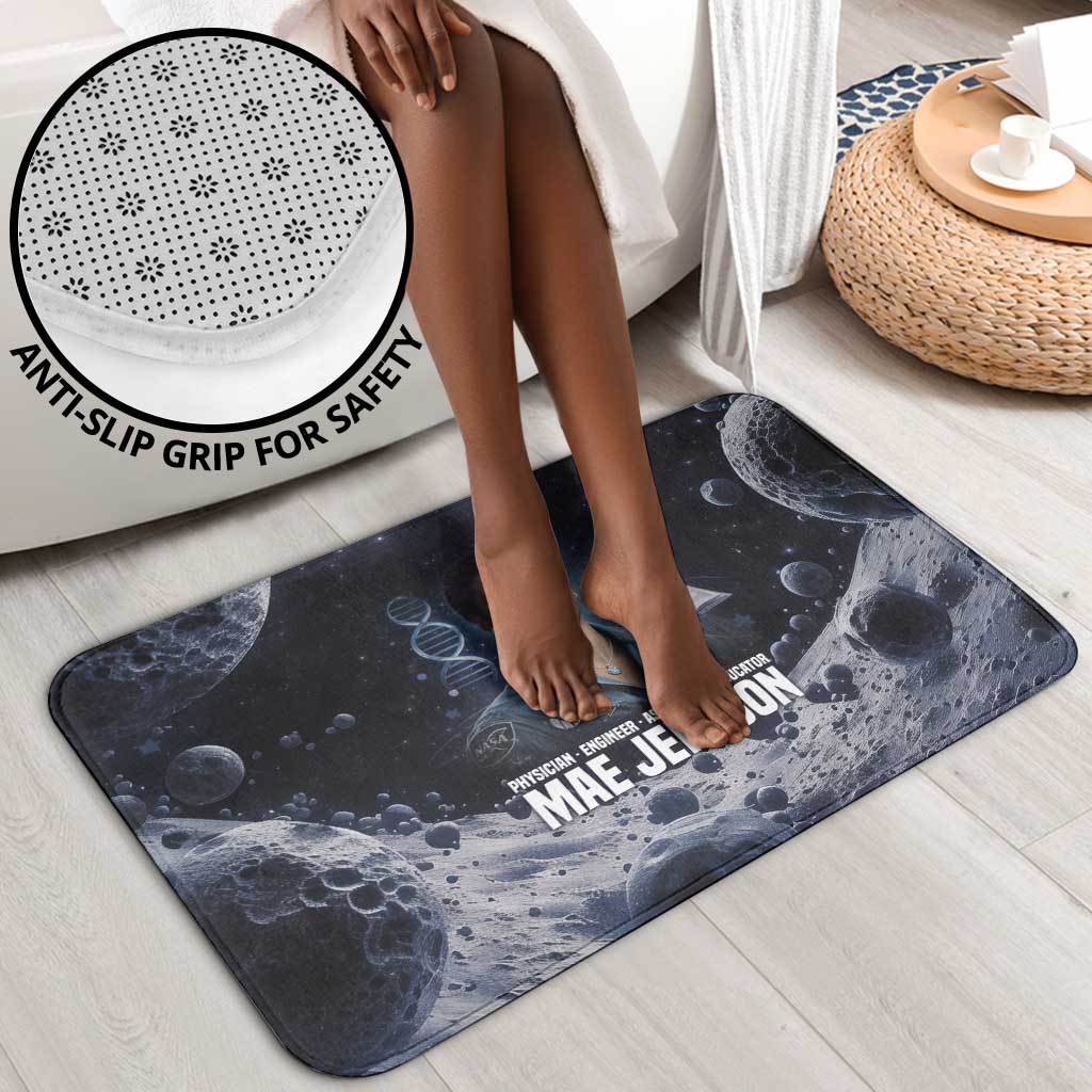 Mae Jemison Bathroom Set with Space Portrait Design, Science Has No Boundaries Quote and DNA Book Elements - African Pride