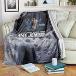 Mae Jemison Blanket with Space Portrait Design, Science Has No Boundaries Quote and DNA Book Elements - African Pride