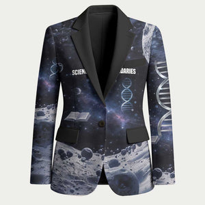 Mae Jemison Blazer with Space Portrait Design, Science Has No Boundaries Quote and DNA Book Elements - African Pride