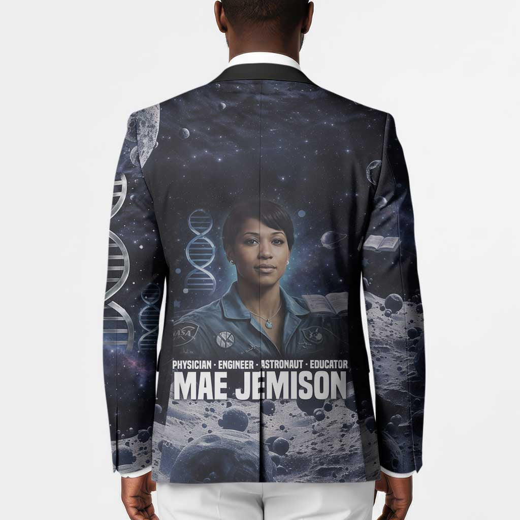 Mae Jemison Blazer with Space Portrait Design, Science Has No Boundaries Quote and DNA Book Elements - African Pride