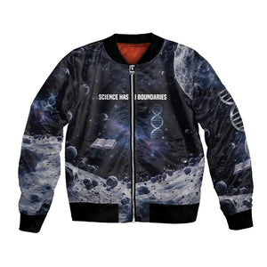 Mae Jemison Bomber Jacket with Space Portrait Design, Science Has No Boundaries Quote and DNA Book Elements - African Pride