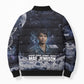 Mae Jemison Bomber Puffer Jacket with Space Portrait Design, Science Has No Boundaries Quote and DNA Book Elements - African Pride