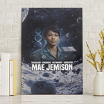 Mae Jemison Canvas Wall Art with Space Portrait Design, Science Has No Boundaries Quote and DNA Book Elements - African Pride