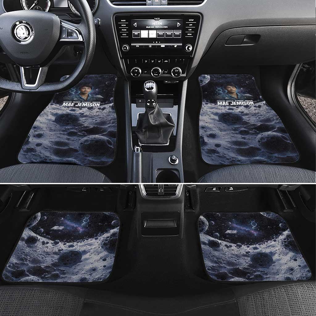 Mae Jemison Car Mats with Space Portrait Design, Science Has No Boundaries Quote and DNA Book Elements - African Pride