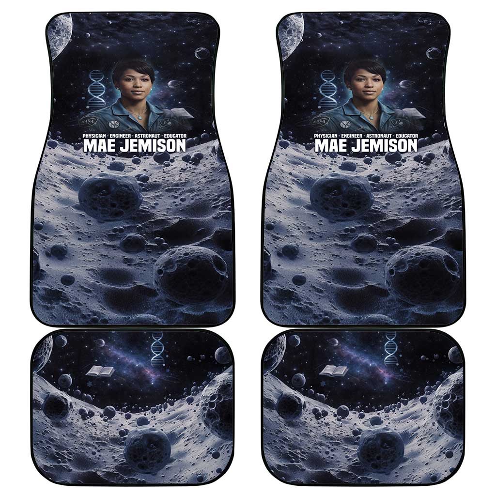 Mae Jemison Car Mats with Space Portrait Design, Science Has No Boundaries Quote and DNA Book Elements - African Pride