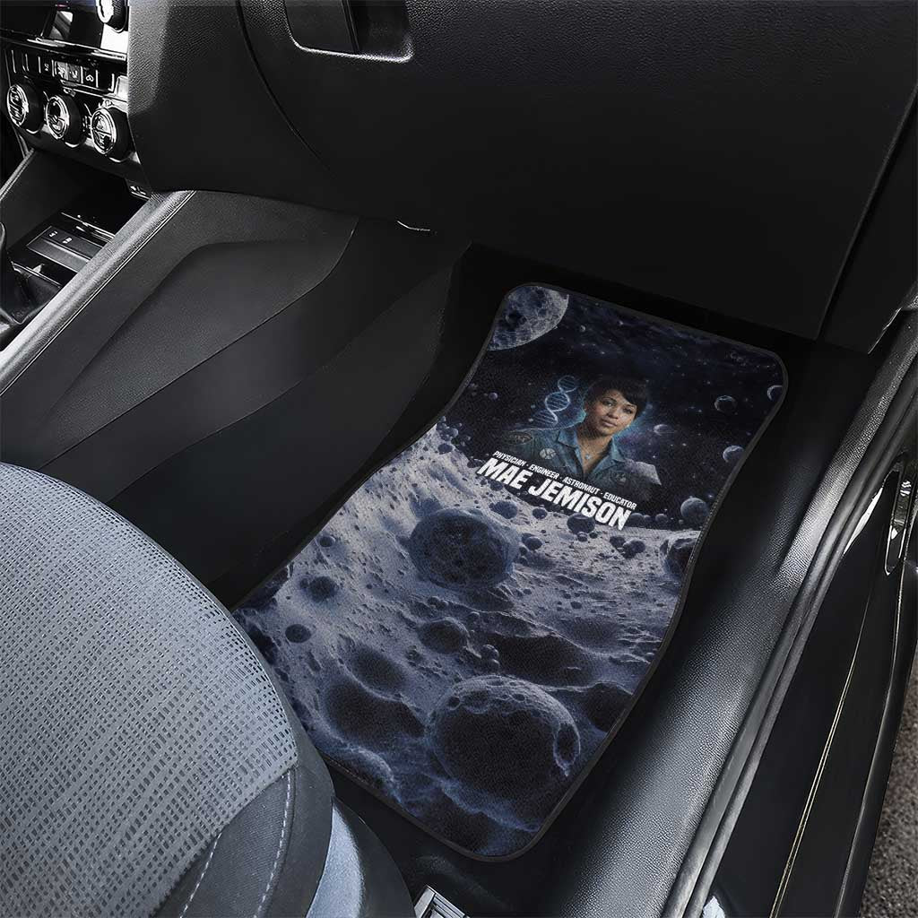 Mae Jemison Car Mats with Space Portrait Design, Science Has No Boundaries Quote and DNA Book Elements - African Pride