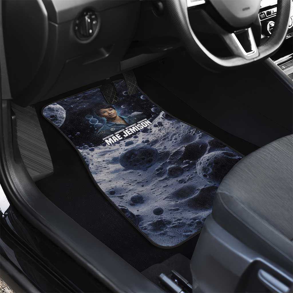 Mae Jemison Car Mats with Space Portrait Design, Science Has No Boundaries Quote and DNA Book Elements - African Pride