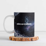 Mae Jemison Ceramic Mug with Space Portrait Design, Science Has No Boundaries Quote and DNA Book Elements - African Pride
