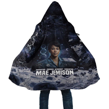 Mae Jemison Cloak with Space Portrait Design, Science Has No Boundaries Quote and DNA Book Elements - African Pride
