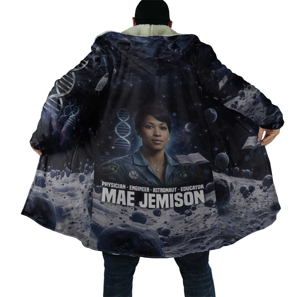 Mae Jemison Cloak with Space Portrait Design, Science Has No Boundaries Quote and DNA Book Elements - African Pride