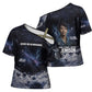 Mae Jemison Cross Shoulder Shirt with Space Portrait Design, Science Has No Boundaries Quote and DNA Book Elements - African Pride
