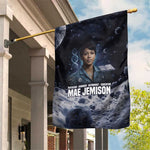 Mae Jemison Garden Flag with Space Portrait Design, Science Has No Boundaries Quote and DNA Book Elements - African Pride