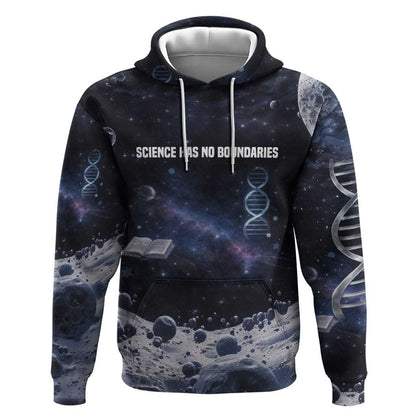 Mae Jemison Hoodie with Space Portrait Design, Science Has No Boundaries Quote and DNA Book Elements - African Pride