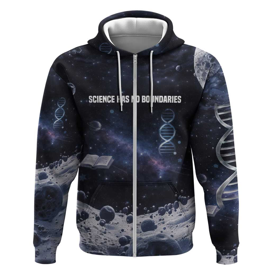 Mae Jemison Hoodie with Space Portrait Design, Science Has No Boundaries Quote and DNA Book Elements - African Pride