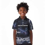 Mae Jemison Kid Polo Shirt with Space Portrait Design, Science Has No Boundaries Quote and DNA Book Elements - African Pride