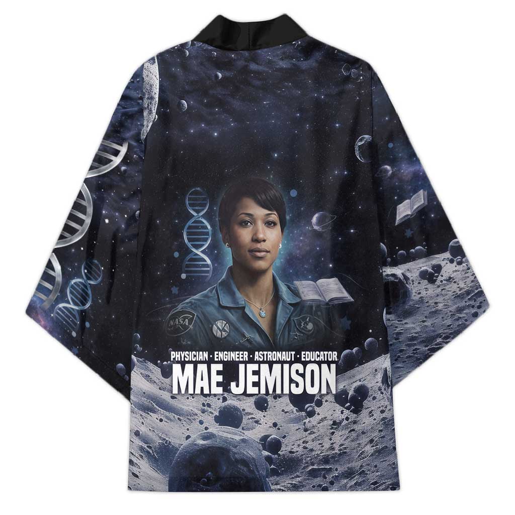 Mae Jemison Kimono with Space Portrait Design, Science Has No Boundaries Quote and DNA Book Elements - African Pride