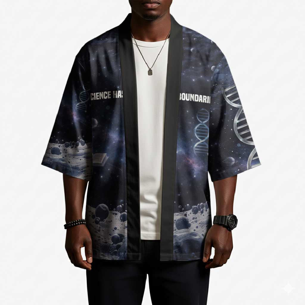 Mae Jemison Kimono with Space Portrait Design, Science Has No Boundaries Quote and DNA Book Elements - African Pride