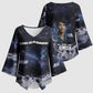Mae Jemison Kimono Sleeve Blouse with Space Portrait Design, Science Has No Boundaries Quote and DNA Book Elements - African Pride