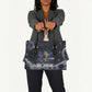 Mae Jemison Leather Bag with Space Portrait Design, Science Has No Boundaries Quote and DNA Book Elements - African Pride