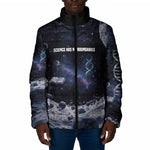 Mae Jemison Padded Jacket with Space Portrait Design, Science Has No Boundaries Quote and DNA Book Elements - African Pride