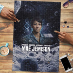 Mae Jemison Puzzle with Space Portrait Design, Science Has No Boundaries Quote and DNA Book Elements - African Pride