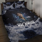Mae Jemison Quilt Bed Set with Space Portrait Design, Science Has No Boundaries Quote and DNA Book Elements - African Pride