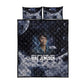 Mae Jemison Quilt Bed Set with Space Portrait Design, Science Has No Boundaries Quote and DNA Book Elements - African Pride