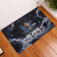 Mae Jemison Rubber Doormat with Space Portrait Design, Science Has No Boundaries Quote and DNA Book Elements - African Pride