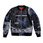 Mae Jemison Sleeve Zip Bomber Jacket with Space Portrait Design, Science Has No Boundaries Quote and DNA Book Elements - African Pride