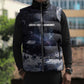 Mae Jemison Sleeveless Puffer Jacket with Space Portrait Design, Science Has No Boundaries Quote and DNA Book Elements - African Pride