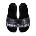 Mae Jemison Slide Sandals with Space Portrait Design, Science Has No Boundaries Quote and DNA Book Elements - African Pride