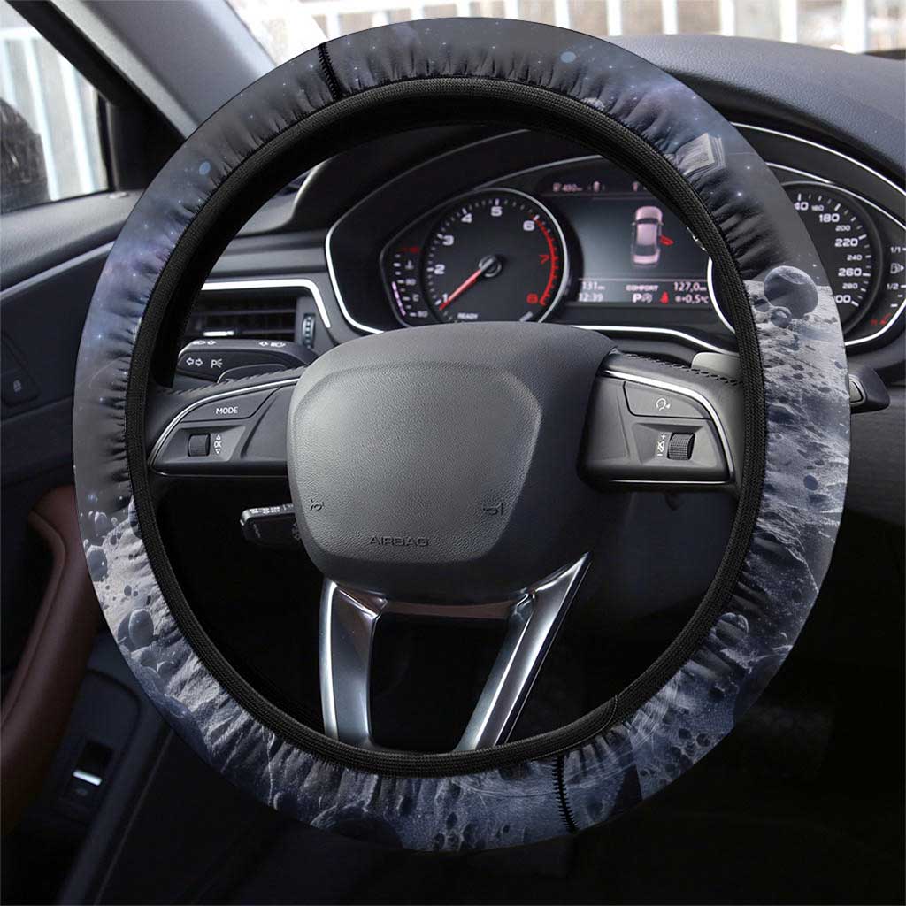 Mae Jemison Steering Wheel Cover with Space Portrait Design, Science Has No Boundaries Quote and DNA Book Elements - African Pride