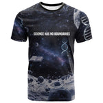 Mae Jemison T shirt with Space Portrait Design, Science Has No Boundaries Quote and DNA Book Elements - African Pride