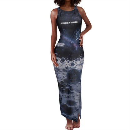 Mae Jemison Tank Maxi Dress with Space Portrait Design, Science Has No Boundaries Quote and DNA Book Elements - African Pride