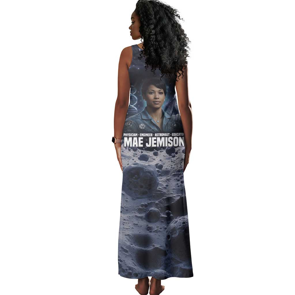 Mae Jemison Tank Maxi Dress with Space Portrait Design, Science Has No Boundaries Quote and DNA Book Elements - African Pride