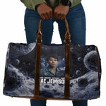 Mae Jemison Travel Bag with Space Portrait Design, Science Has No Boundaries Quote and DNA Book Elements - African Pride