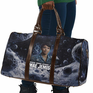 Mae Jemison Travel Bag with Space Portrait Design, Science Has No Boundaries Quote and DNA Book Elements - African Pride