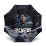 Mae Jemison Umbrella with Space Portrait Design, Science Has No Boundaries Quote and DNA Book Elements - African Pride