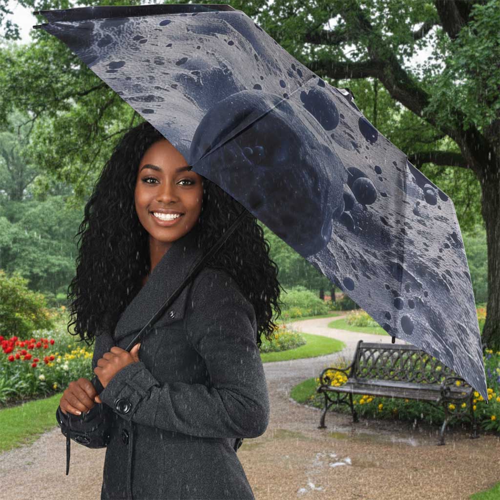 Mae Jemison Umbrella with Space Portrait Design, Science Has No Boundaries Quote and DNA Book Elements - African Pride