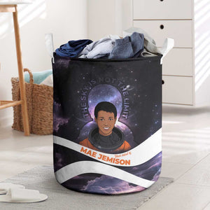 Mae Jemison Laundry Basket Cartoon Astronaut Portrait, The Sky Is Not the Limit Quote and Galaxy Dreamer - African Pride