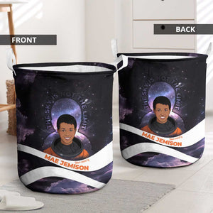 Mae Jemison Laundry Basket Cartoon Astronaut Portrait, The Sky Is Not the Limit Quote and Galaxy Dreamer - African Pride