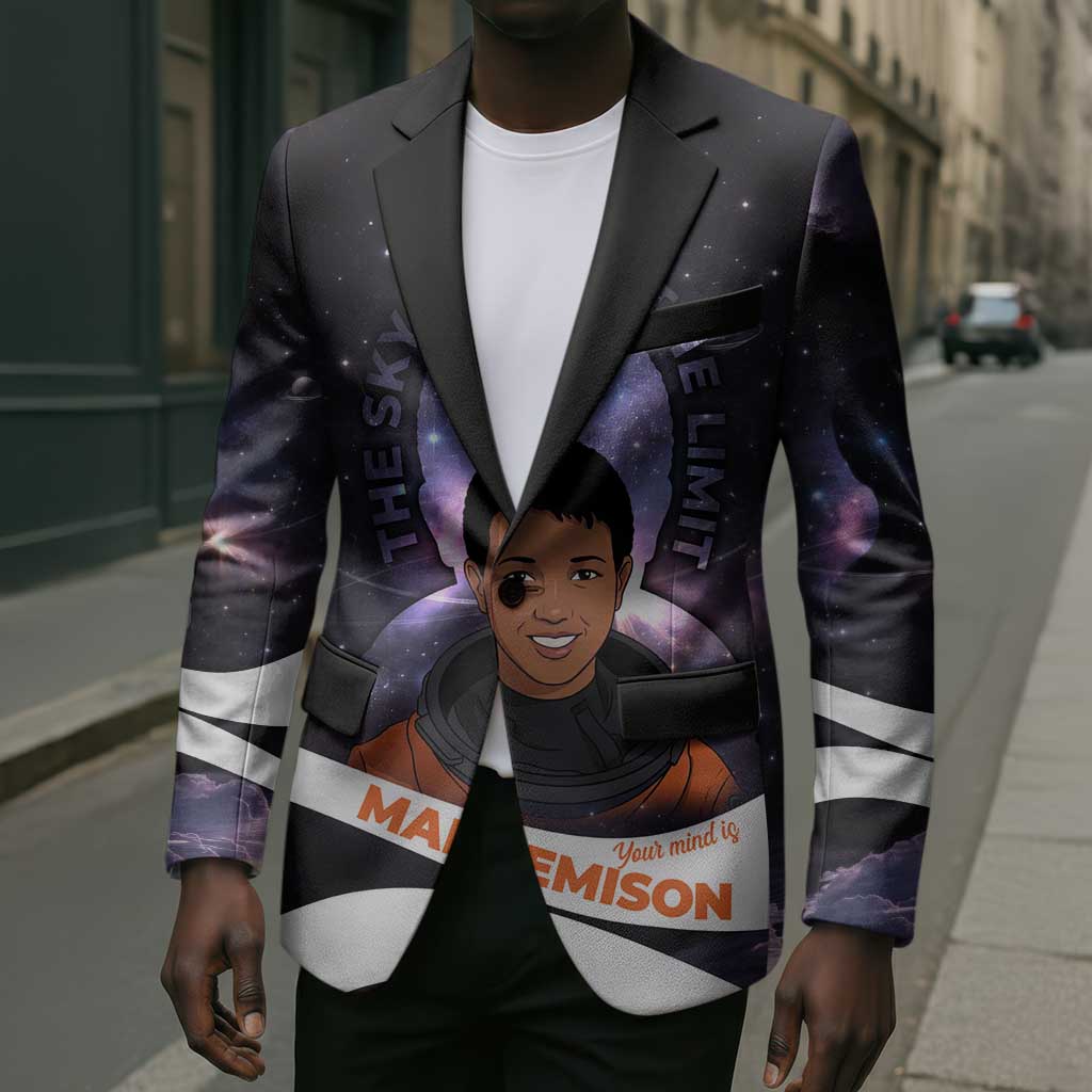 Mae Jemison Blazer Cartoon Astronaut Portrait, The Sky Is Not the Limit Quote and Galaxy Dreamer - African Pride